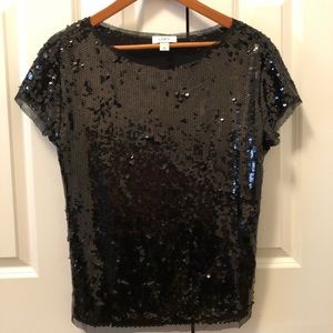 Black sequin Anne Taylor Loft top